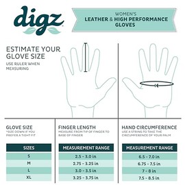 DIGZ Gardener - Guantes de trabajo y guantes de trabajo para mujer con pantalla táctil compatible con dedos