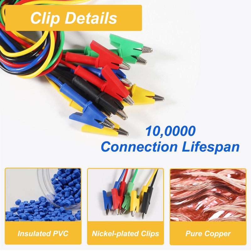 MELIFE 5PCS Alligator Clips Test Leads, 15A Test Leads Wire