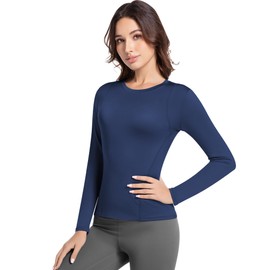 Compression Shirts Woman Long Sleeve Athletic Workout Tops Cool Dry Sun Protection Baselayer for Gym Yoga Running Gear 4 Pack