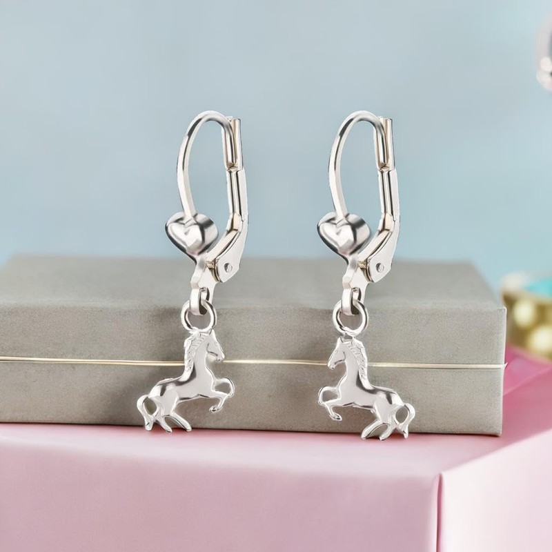 FIVE-D Stud Earrings Horse Pony Gallop 925 Silver, Silver