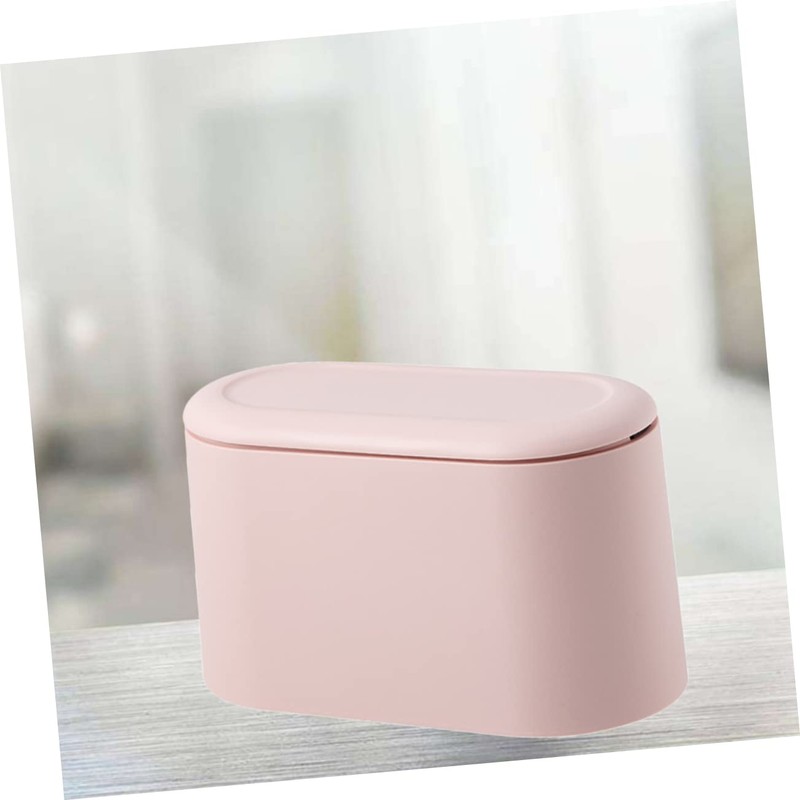 Operitacx 1pc Mini Desktop Trash Can Pink Simple Design Press