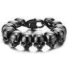 COOLSTEELANDBEYOND Mens Black Stainless Steel Large Skull Link Bracelet Biker
