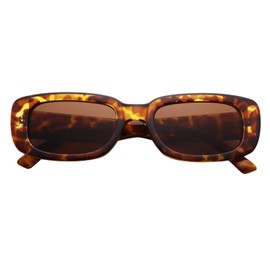 FOURCHEN Vintage Rectangle Sunglasses Womens Mens Fashion Retro Glasses with Square Frame Eyewear UV 400 Protection (Light leopard)