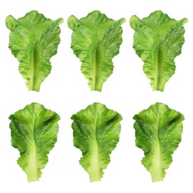 6PCS Realistic Artificial Lettuce Green Leaf, Plastic Vegetables Lettuce Plants, Fake Green Vegetable Leaves for Home Kitchen Party Feast Decoration, Faux Lettuce for Display, Plastic Realistic Salad