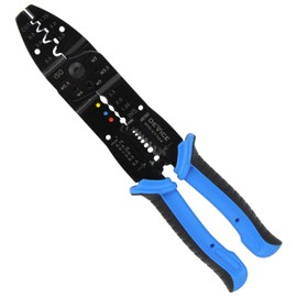 SK11 DEVICE Crimping Pliers DVC-CT709 Elastomer Resin Grip for Open Barrel, Bare and Insulated Terminals