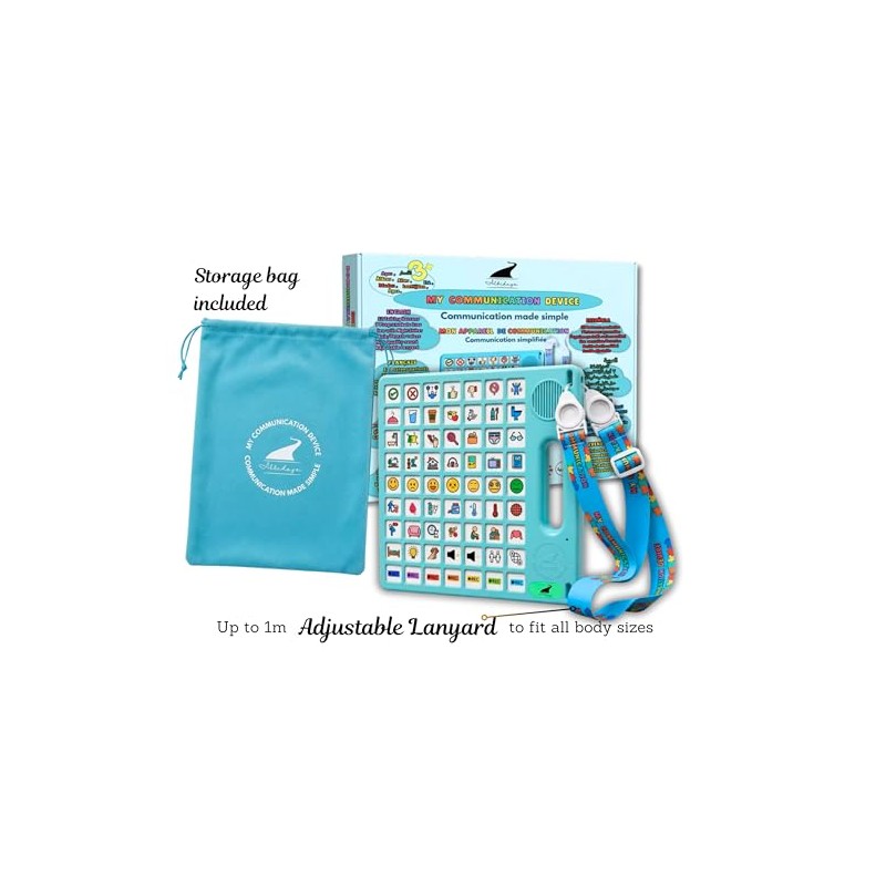 8 Languages AAC Device for Autism, 63 Buttons, Communication Board