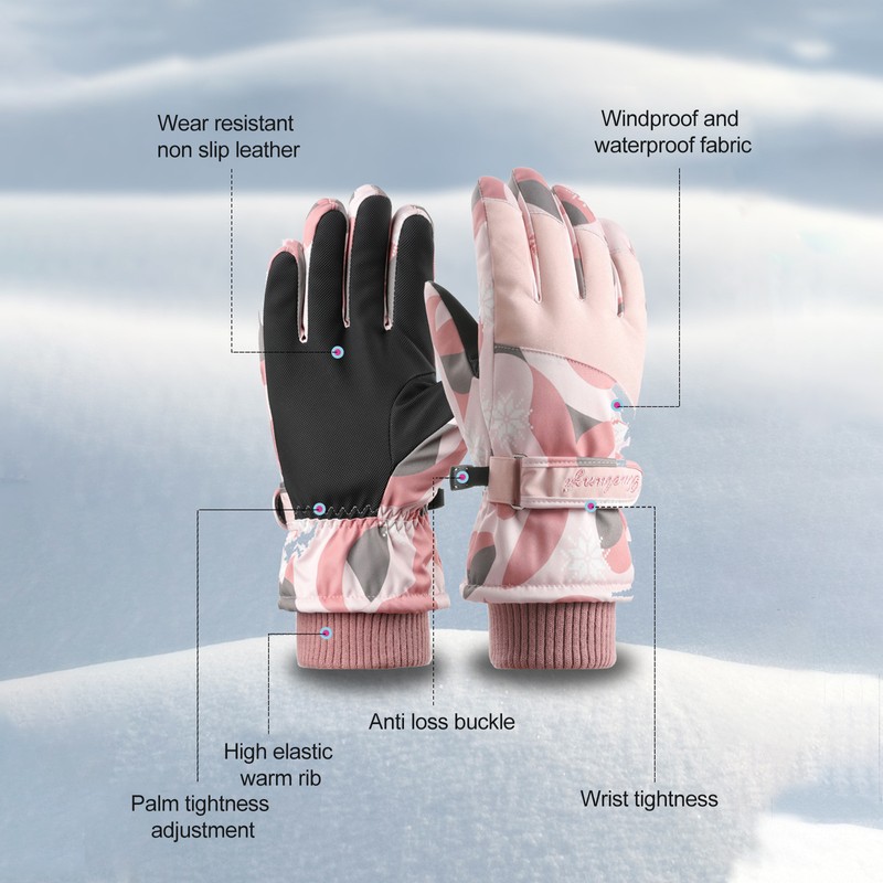 Ski Gloves Autumn and Winter Warm Cycling Gloves Girls Outdoor