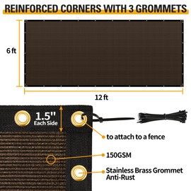 NEXCOVER Privacy Fence – 6' x 12' Heavy Duty Privacy Screen with Bindings & Brass Grommets, Commercial & Residential Fence Privacy Screen for Garden Yard Windscreen Wall Backyard. Black