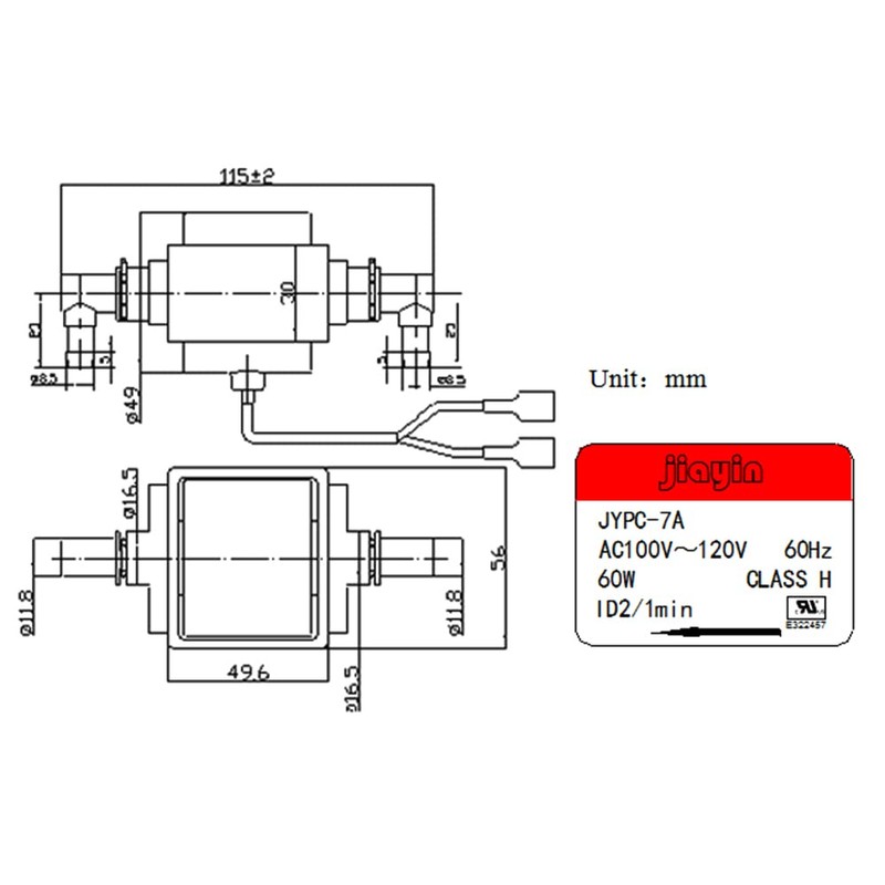 JIAYIN JYPC-7A AC 100V - 120V 60W 2600cc/min 2bar Water