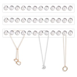 CECOLIC Clear Acrylic Necklace Holder Wall Mounted Necklace Hanger Hanging Jewelry Organizer with 12 Hooks in Diamond Shape (Pack of 3)