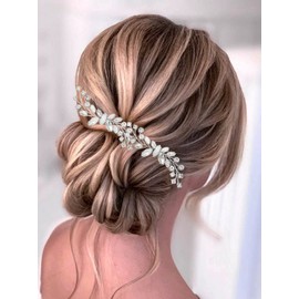 Heread Crystal Bride Wedding Hair Pins Silver Rhinestines Bridal Head Piece Hair Accessories for Women and Girls (Pack of 2)