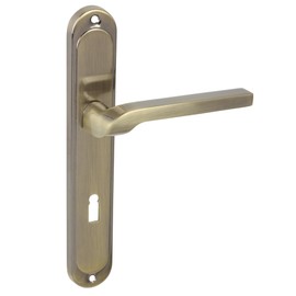 domino Door Handle 72 Handle Set BB Deadlock Set | Long Plate Set | Door Handle for Room Door, Cellar Door & Interior Door | L-Shape | Aluminium Door Fittings | Bronze Door Handle Set | NEMO M3