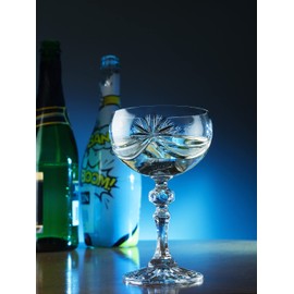 Barski Champagne Glasses - Flute - Saucer - Belle Coupe - Set of 6 Glasses - Hand Cut Crystal - Beautifully Designed - Each Glass is 6 oz Made in Europe