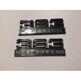 383 Stroker Emblems Black Chrome Pair 4 inches X 1 3/8 inches 6.2L, PE383STKRR