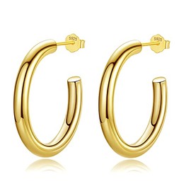 SIMPLGIRL Gold Hoop Hoop Earrings for Women Girls 18K Gold Hoop Huggie Earrings Sensitive Ears Fashion Round Circle Hypoallergenic Earrings, Sterling Silver