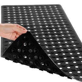 Yimobra Yimobra Bathtub Shower Mat 34.5 x 15.5, Non Slip Bath Mats for Tub Floor with Drain Hole and Suction Cups, Soft on Feet, Machine Washable, Easy Dry, Black