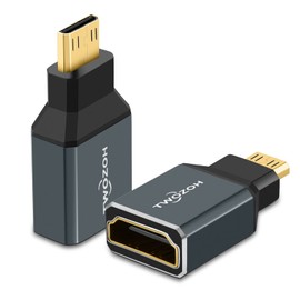 Twozoh 8K Mini HDMI Adapter (Pack of 2), 2.1 Mini HDMI Male to Standard HDMI Female Adapter Converter, Supports 8K@60Hz, 4K@120Hz, 2K@240Hz