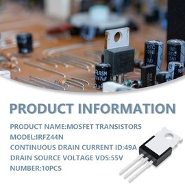 Innfeeltech MOSFET Transistors IRFZ44N 49A 55V Field Effect Tubes N-Channel To-220 Power MOSFET Field Effect Transistor Rectifier Pack of 10