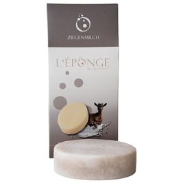 L'ÉPONGE Goat Milk Shower Sponge Innovative 4 in 1 Bath Sponge with Foaming Natural Soap, Intense Fragrance and Gentle Exfoliating Effect. Natural Sponge for up to 30 Washes
