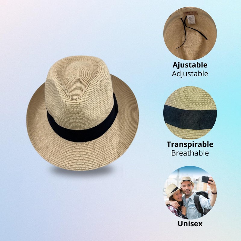 Panama Hat Unisex Summer Hat Beach Hat for Men Women