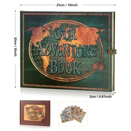 Adventure Book Scrapbook Travel Diary Photo Book with Embossed Letter Cover - Large DIY Handmade Memory Photo Album for Anniversary, Wedding, Baby Shower, Graduation(Darkolivegreen)