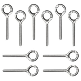 YDHfdc Pack of 10 Eye Bolts M5 Long Shaft Eyelet Screw Stainless Steel Eye Bolts Used for Attaching and Hanging, 61 mm
