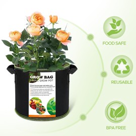 Pflanzsack aus Vlies Stoff, Stofftopf 11l Volumen (6er Pack),Tomaten kübel mit Griff, Atmungsaktive Pflanzentöpfe Für Den Außenbereich, für Den Anbau von Kartoffeln,Gemüse,Verdickter(6 Stück, Schwarz)