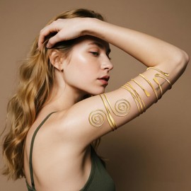 BATHRINS Gold Arm Cuff Bracelets Jewelry For Women-Adjustable Bracelet Upper Arm Non Tarnish Comfortable Wear Perfect For Enhancing Charm And Style Gold Accessories Bangles