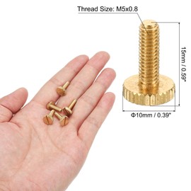 PATIKIL 20pcs M5x15mm Knurled Thumb Screws Flat Tip Brass Bolts Grip Knobs Fastener with Straight Shoulder for Lighting Furniture Electronic Mechanical