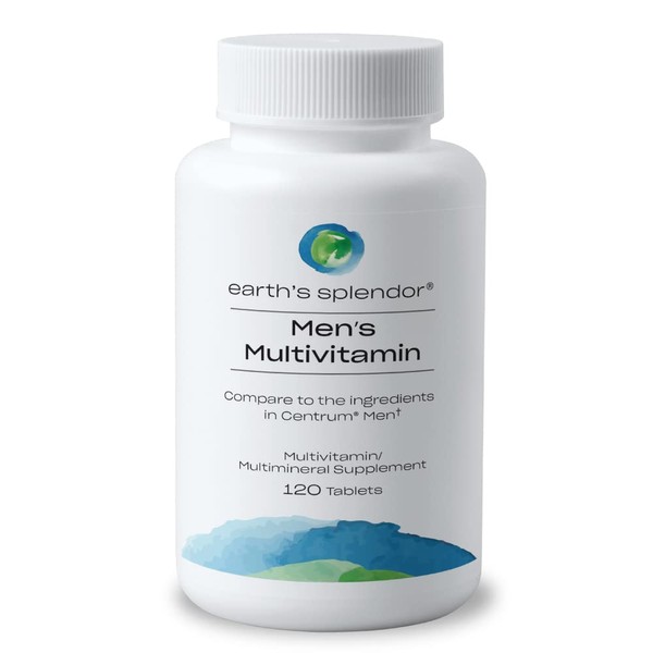 Earth's Splendor Men's Multivitamin, Overall Wellness Support for Men, Multimineral Supplements, Helps Support Metabolism, Vitamin B12, Vitamin A, C, D, E, K, B6 (120 Immune Support Tablets)