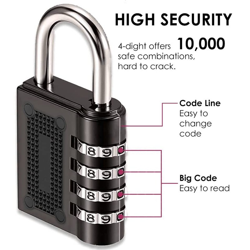 1 x Secure 4-Digit Combination Padlock for Gym, School, and