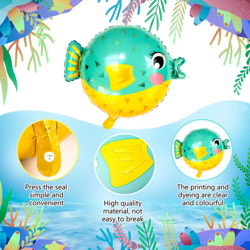 Fish Balloons Decoration, 10PCS Large Sea Animal Balloons for Kids
