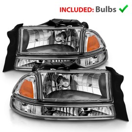 AmeriLite Chrome Replacement Headlights Corner/Parking Sets for Dodge Dakota/Durango Driver and Passenger Side