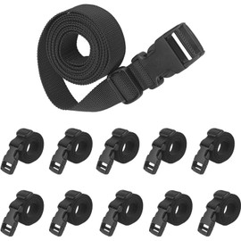 XTACER 1-Inch Molle Backpack Accessory Strap Luggage Straps Cover Strap Sleeping Bag Strap with Buckle (Pack of 10) (60-inches, Black)