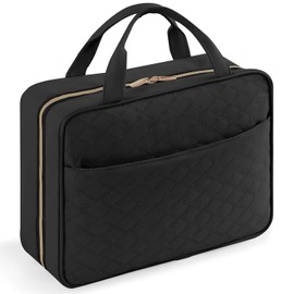 Lifewit Women's Travel Toiletry Bag, Large Travel Cosmetic Bag, Hanging Organiser for Women, Transparent Makeup Bag with Hanging Hook for Container, Large, Black