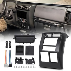 DOTCOM Double Din Radio Dash cover Kit Compatible with 1997 1998 1999 2000 2001 2002 Jeep Wrangler TJ 95-6549 Dash Stereo Mounting Bezel Panel