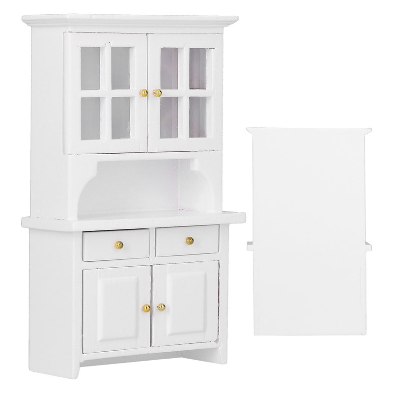1:12 Dollhouse Cabinet Wooden Simulated Miniature Kitchen Furniture Decoration AccessoriesWhite