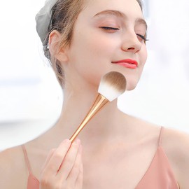 Powder Makeup Brush, Blush Brush, Powder Brush Large Makeup Brush Face Brush for Loose or Pressed Powder, Bronzer Brush with Plush Fibres (Rose Gold)