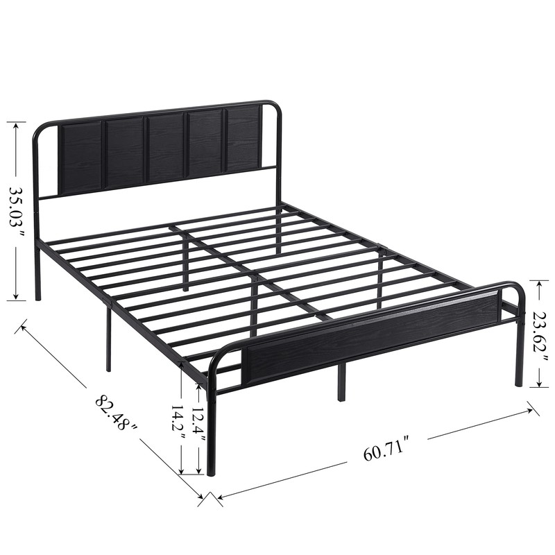 VECELO Queen Size Platform Bed Frame with Wood Headboard/Mattress Foundation/Premium