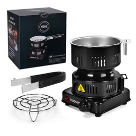 Multipurpose Charcoal Burner Coal Burners Electric Starter Hibachi Hot Plate ETL Approved Starter Electric Stove Coconut with Detachable Tongs, Smart Heat Control 600W Fast Heating BBQ Kitchen