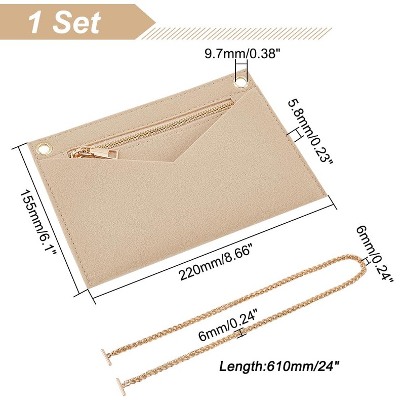 WADORN 1 Set Purse Organizer Insert Conversion Kit with Gold