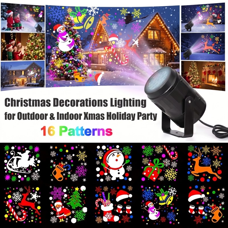 16-Pattern Christmas LED Light Projector – USB Powered Indoor Festive