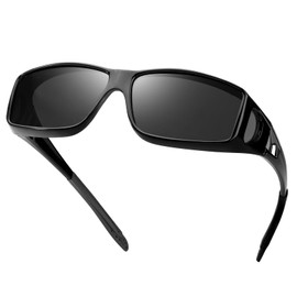 LVIOE Polarised Over Sunglasses for Men and Women, Sunglasses for Glasses Wearers to Wear with UV Protection Lenses, Frame: 140 mm