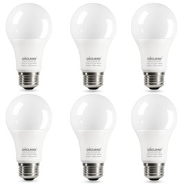 DiCUNO A19 LED Bulb 100W Equivalent, 1500 Lumens, Daylight White 5000K, A19 LED Light Bulbs, 15W, High CRI 90, E26 Screw Base, for Home, Living Room, Non-Dimmable, Frosted, 6 Pack