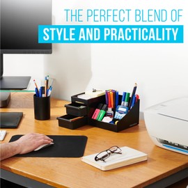 Tidyhive Desk Organiser Tidy & Pen Pot, Stationary Organiser Desk Tidy, Caddy For Office & Craft Storage Holder