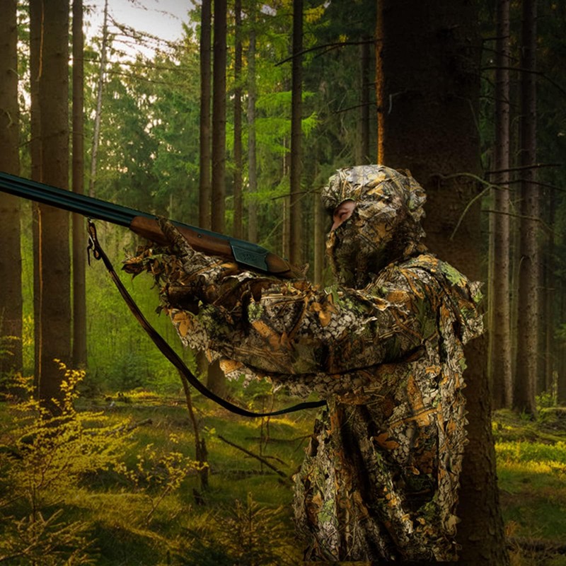 Tencen Ghillie Suit, Survival Game, Camouflage, Mesh, Hooded, One Size,