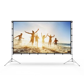 Projector Screen with Stand, Vamvo 100 inch Portable Foldable Projection Screen with Aluminum Alloy Stand Outdoor Movie Screens with Carrying Bag for Home Theater Camping and Recreational Events