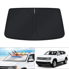 KUST Parasol para parabrisas para Volkswagen Atlas 2018 2019 2020 2021 VW Atlas Cross Sport Parasol plegable protector de sol bloquea los rayos UV para mantener tu coche más fresco
