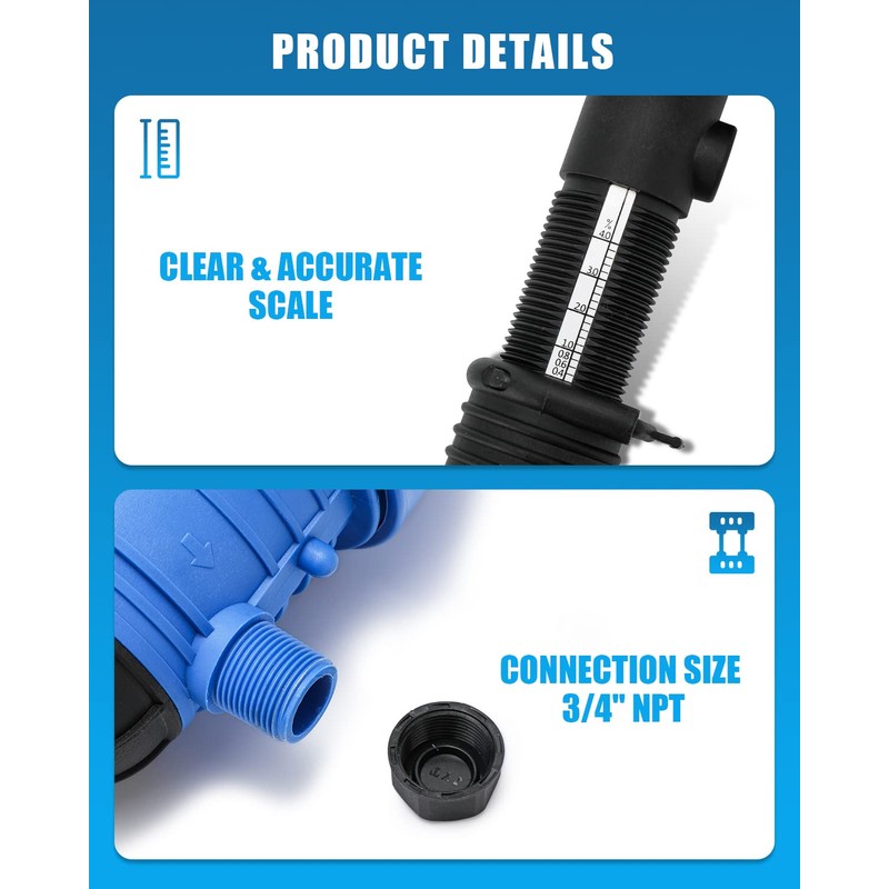 NEWTRY 1:250 to 1:25 Fertilizer Injector for Drip Irrigation Adjustable