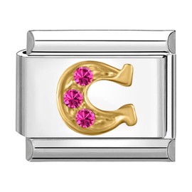 Quiges 9 mm Italian Style Module Stainless Steel Horseshoe for Italian Charm Bracelets